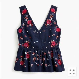 J. Crew Hand Embellished Peplum top